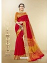 Red Cotton Handloom Silk Woven Work Saree