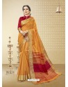 Mustard Cotton Handloom Silk Woven Work Saree