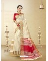 Off White Cotton Handloom Silk Woven Work Saree