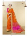 Orange Cotton Handloom Silk Woven Work Saree