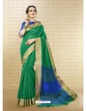 Green Cotton Handloom Silk Woven Work Saree