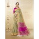 Taupe Cotton Handloom Silk Woven Work Saree