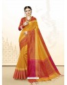 Mustard Cotton Silk Woven Work Saree