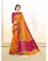 Orange Cotton Silk Woven Work Saree