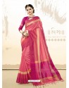 Peach Cotton Silk Woven Work Saree