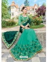 Aqua Mint Georgette Embroidered Saree