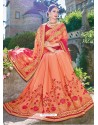 Orange Georgette Embroidered Saree