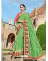 Green Georgette Embroidered Saree