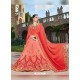 Peach Georgette Embroidered Saree