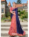 Peach Georgette Embroidered Saree