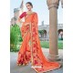 Orange Georgette Embroidered Saree