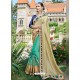 Golden Georgette Embroidered Saree