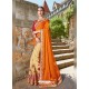 Orange Georgette Embroidered Saree