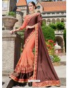 Orange Georgette Embroidered Saree