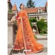 Orange Georgette Embroidered Saree