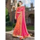 Orange Georgette Embroidered Saree