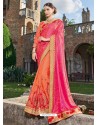 Orange Georgette Embroidered Saree