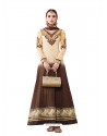 Off White And Brown Hand Embroidery Work Anarkali Suit