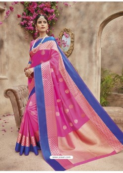 Pink Silk Jacquard Party Wear Saree