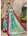 Aqua Mint Silk Jacquard Party Wear Saree