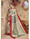 Grey Silk Jacquard Party Wear Saree