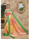 Peach Silk Jacquard Party Wear Saree