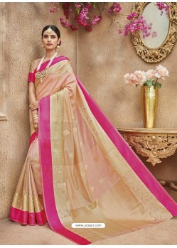 Beige Silk Jacquard Party Wear Saree