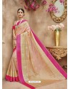 Beige Silk Jacquard Party Wear Saree