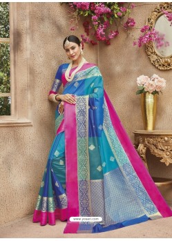 Multi Colour Silk Jacquard Party Wear Saree