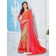 Dark Peach Satin And Net Embroidered Saree