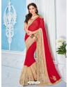 Red Georgette Embroidered Saree