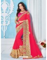 Peach Georgette Embroidered Saree