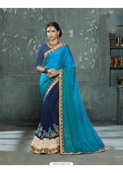 Blue Georgette Embroidered Saree