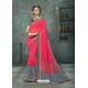 Dark Peach Georgette And Net Embroidered Saree