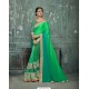 Green Georgette And Net Embroidered Saree