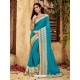 Turquoise Georgette Embroidered Saree