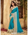 Turquoise Georgette Embroidered Saree