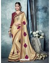 Golden Lycra Embroidered Saree