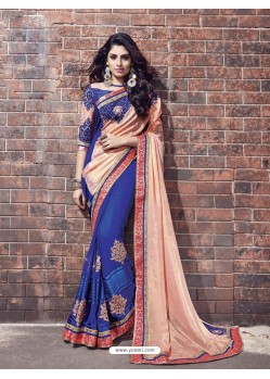 Blue Fancy Fabric Embroidered Saree