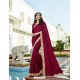 Deep Wine Vichitra Silk Embroidered Saree