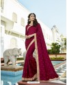 Deep Wine Vichitra Silk Embroidered Saree