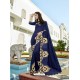 Dark Blue Vichitra Silk Embroidered Saree