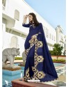 Dark Blue Vichitra Silk Embroidered Saree