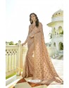 Beige Vichitra Silk Embroidered Saree