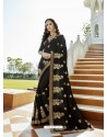 Black Vichitra Silk Embroidered Saree