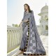 Grey Vichitra Silk Embroidered Saree