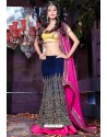 Navy Blue Net Embroidered Lehenga Choli