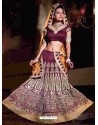 Maroon Bhagalpuri Silk Embroidered Lehenga Choli