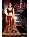 Wine Bhagalpuri Silk Embroidered Lehenga Choli