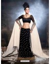 Black Dupion Silk Embroidered Lehenga Choli